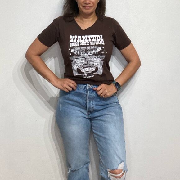 Brown Wanted Short Sleeve Tee Shirt Sz M - Picture 1 of 9